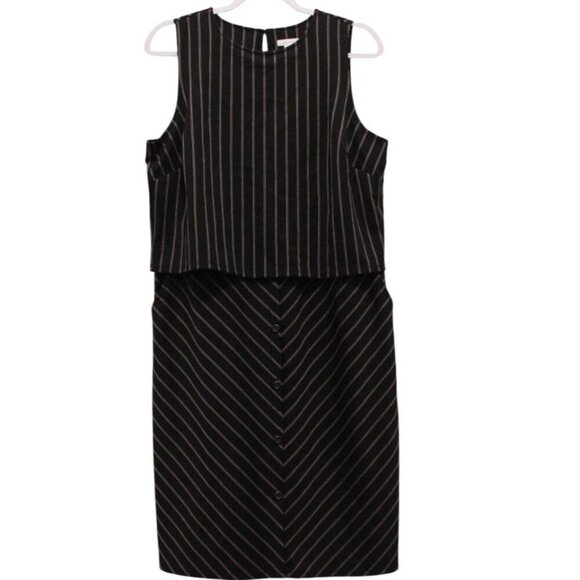 NWT J Jill Dress Medium Ponte Knit Pencil Striped Sleeveless Stretch Pockets - Picture 1 of 12